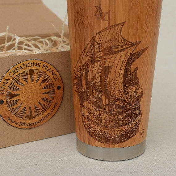 Wood Gift Travel Mug LOUIS LIGHT Engraved Customized Full -  India