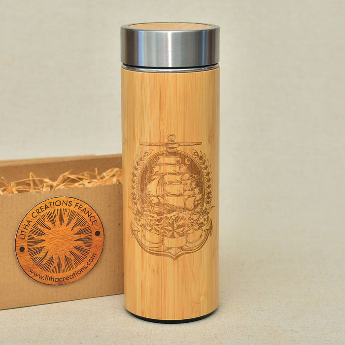 SAILING IN THE MOONLIGHT Wood Thermos Vacuum Flask - litha-creations-france