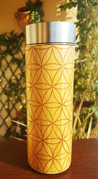 FULL FLOWER OF LIFE Wood Thermos Insulated Water Bottle