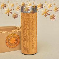 bamboo thermos with ethnic nordic engraving and christmas decor