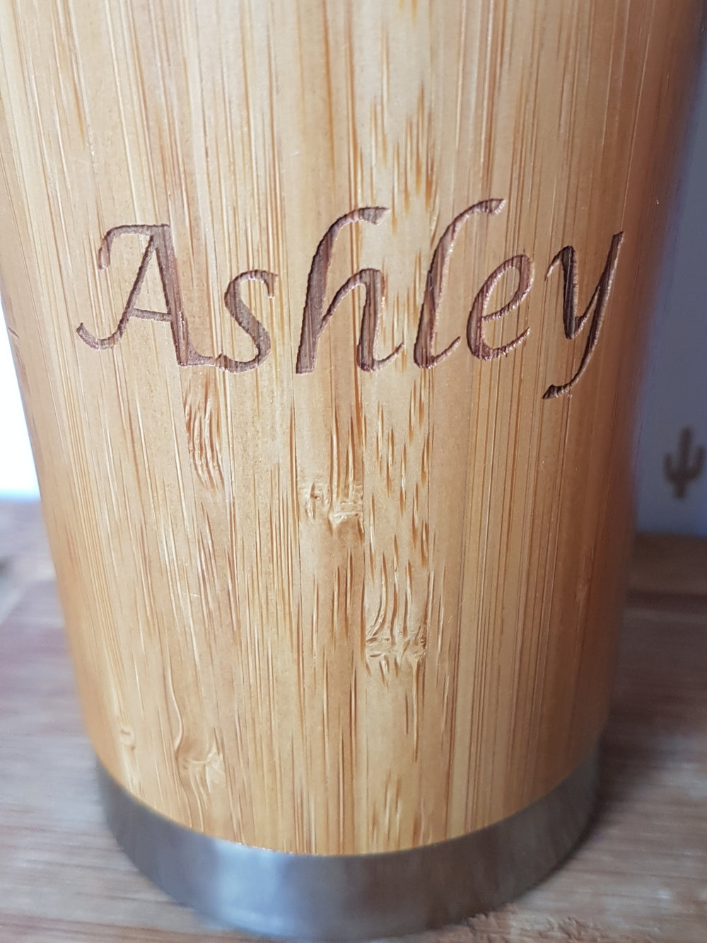 Bamboo Travel Mug MOUNTAINS AND FOREST with Engraved Names (Reserved for Niconavez)
