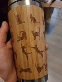 Playing CATS Wood Gift Travel Mug Custom Text Engraved Wooden Tumbler