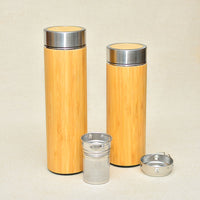 large and small bamboo thermos with strainers