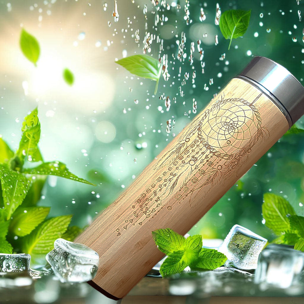 DREAMCATCHER Wood Thermos Insulated Water Bottle