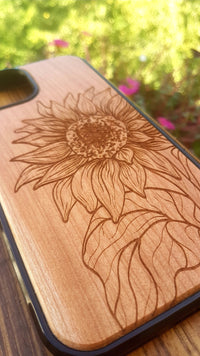 SUNFLOWER Wood Phone Case Abstract Floral