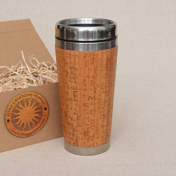 EMC2 Engraved Wood Travel Mug Tumbler - litha-creations-france