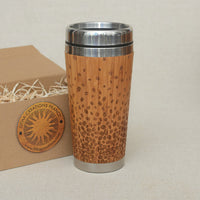 COFFEE BEANS Engraved Wood Travel Mug Tumbler - litha-creations-france