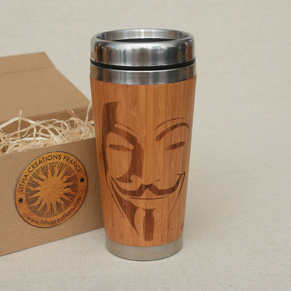 VENDETTA Engraved Wood Travel Mug Tumbler - litha-creations-france