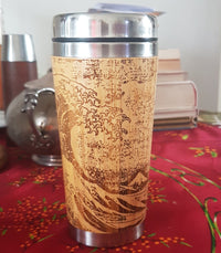 YOUR IMAGE FULLY Engraved All Around Wood Travel Mug Wooden Tumbler - litha-creations-france