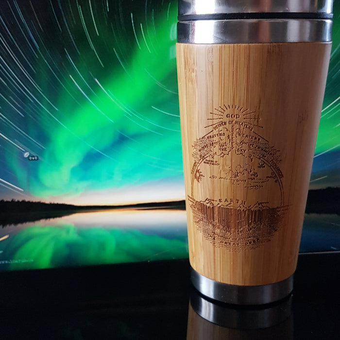 Bamboo Travel Mug FIRMAMENT Flat Earth Engraved Wooden Tumbler