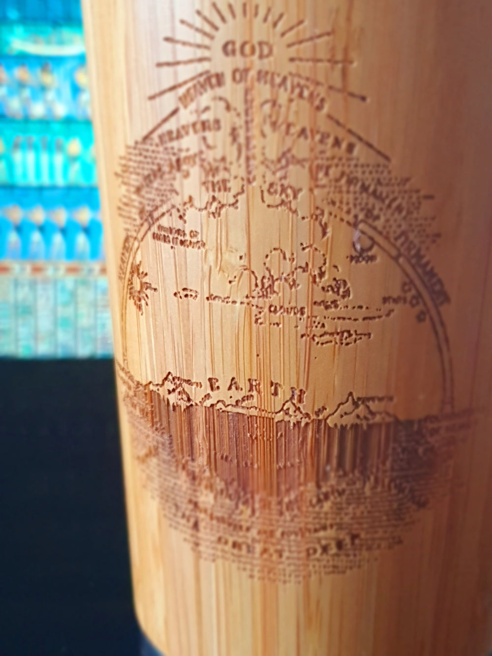FIRMAMENT Flat Earth Engraved Wooden Travel Mug Tumbler - litha-creations-france
