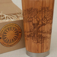 OLIVIER Engraved Wood Travel Mug Tumbler - litha-creations-france