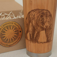 BEAR Engraved Wood Travel Mug Tumbler - litha-creations-france