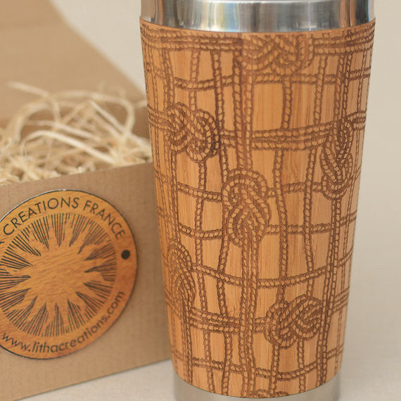 MOORING Engraved Wood Travel Mug Tumbler - litha-creations-france