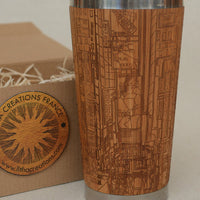 TIMES SQUARE  Engraved Wood Travel Mug Tumbler - litha-creations-france
