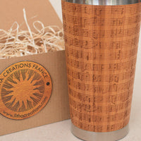 NOTES Engraved Wood Travel Mug Tumbler - litha-creations-france