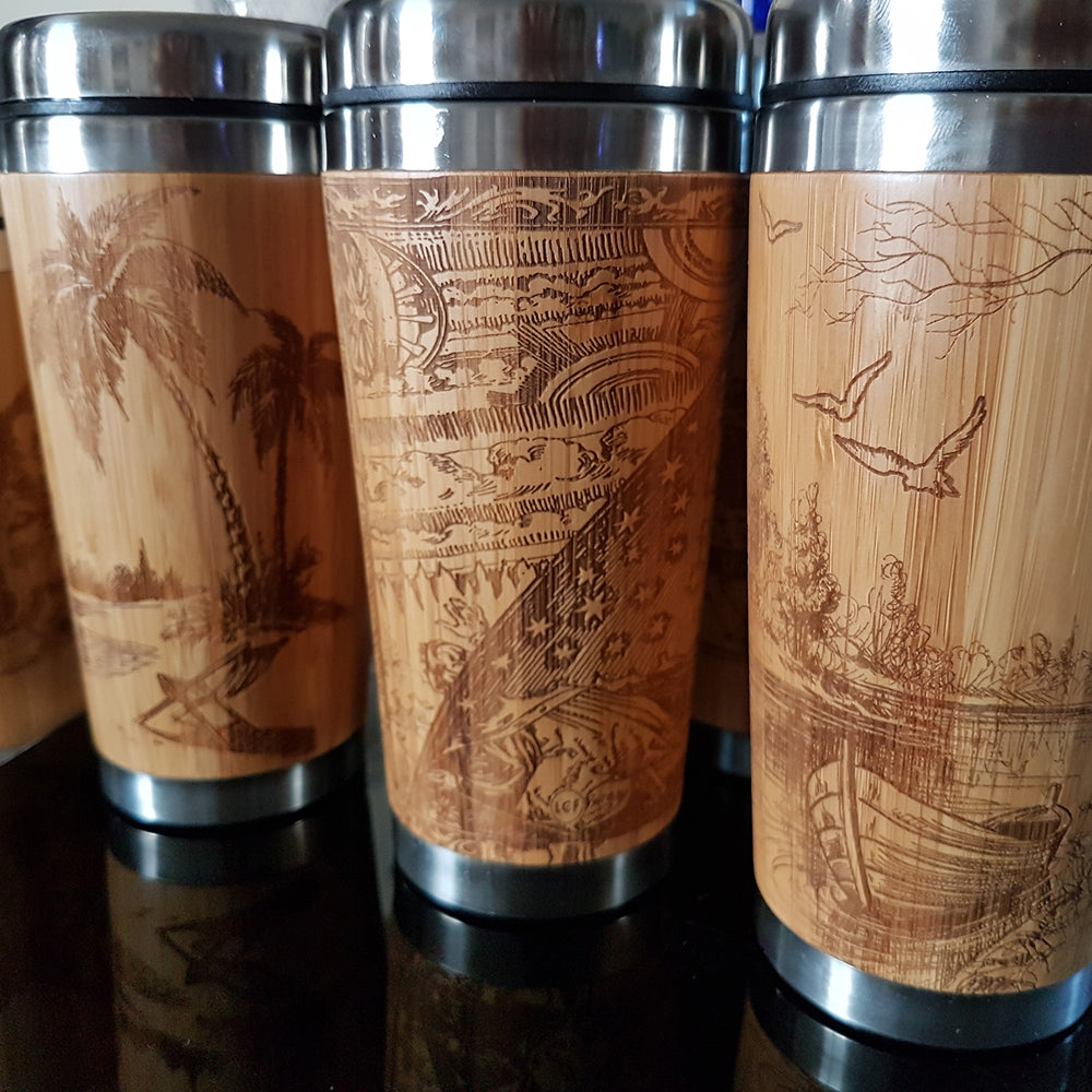 CUSTOMIZED Engraving All Around Wood Travel Mug Wooden