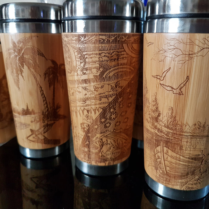 CUSTOMIZED  Engraving All Around Wood Travel Mug Wooden Tumbler