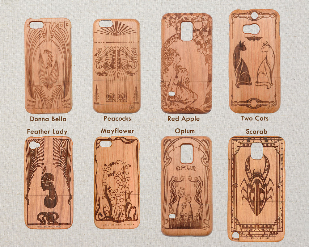 SCARAB BEETLE Wood Phone Case Art Deco Insects