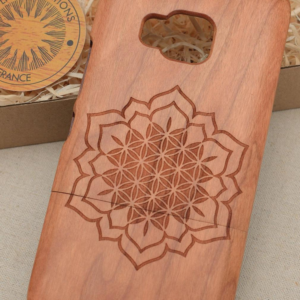 CHAKRA FLOWER Sacred Geometry Wood Phone Case