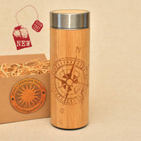 COMPASS Wood Thermos Vacuum Flask - litha-creations-france