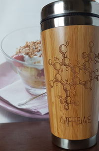 CAFFEINE Wood Travel Mug Custom Engraved Tumbler