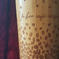 COFFEE BEANS Engraved Wood Travel Mug Tumbler - litha-creations-france