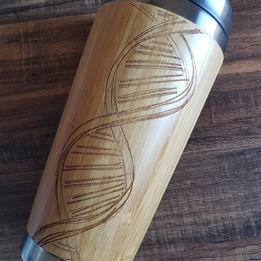 DNA Wood Gift Bamboo Travel Mug Custom Text Engraved Wooden Tumbler