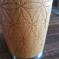 FILL FLOWER of LIFE Wood Travel Mug Custom Engraved Tumbler