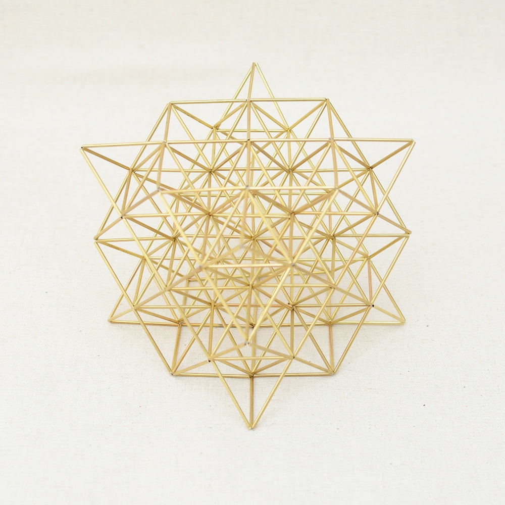 Fine FLOWER OF LIFE 3D by Nassim Haramein, Himmeli Hanging Polished Brass Mobile Home Decor - litha-creations-france