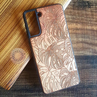 MONSTERA LEAVES Wood Phone Case Abstract Floral