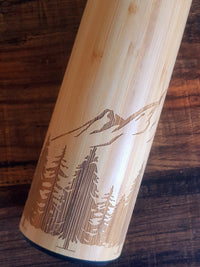 Customer request engraving on the Wood Thermos Mountain Forest + Lid