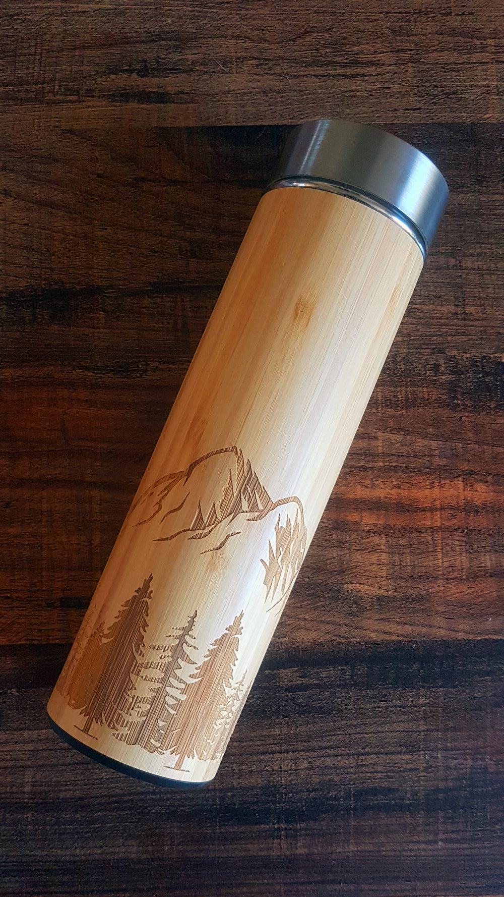 MOUNTAIN FOREST Wood Thermos Insulated Water Bottle