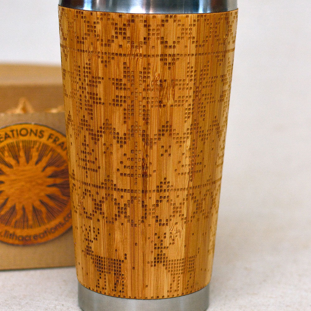 Bamboo Travel Mug NORDIC  Christmas Custom Engraved Wooden Tumbler