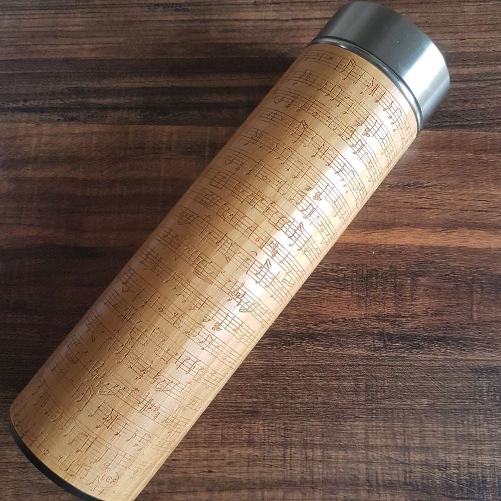Music NOTES Wood Thermos Insulated Water Bottle