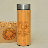 OLIVE TREE Wood Thermos Insulated Water Bottle