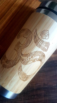 OM Symbol Wood Travel Mug Custom Engraved Tumbler