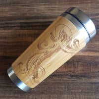 OCTOPUS Engraved Wood Travel Mug Tumbler - litha-creations-france