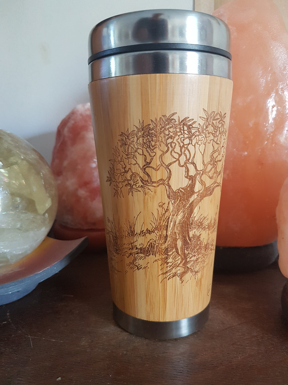 OLIVIER Engraved Wood Travel Mug Tumbler - litha-creations-france