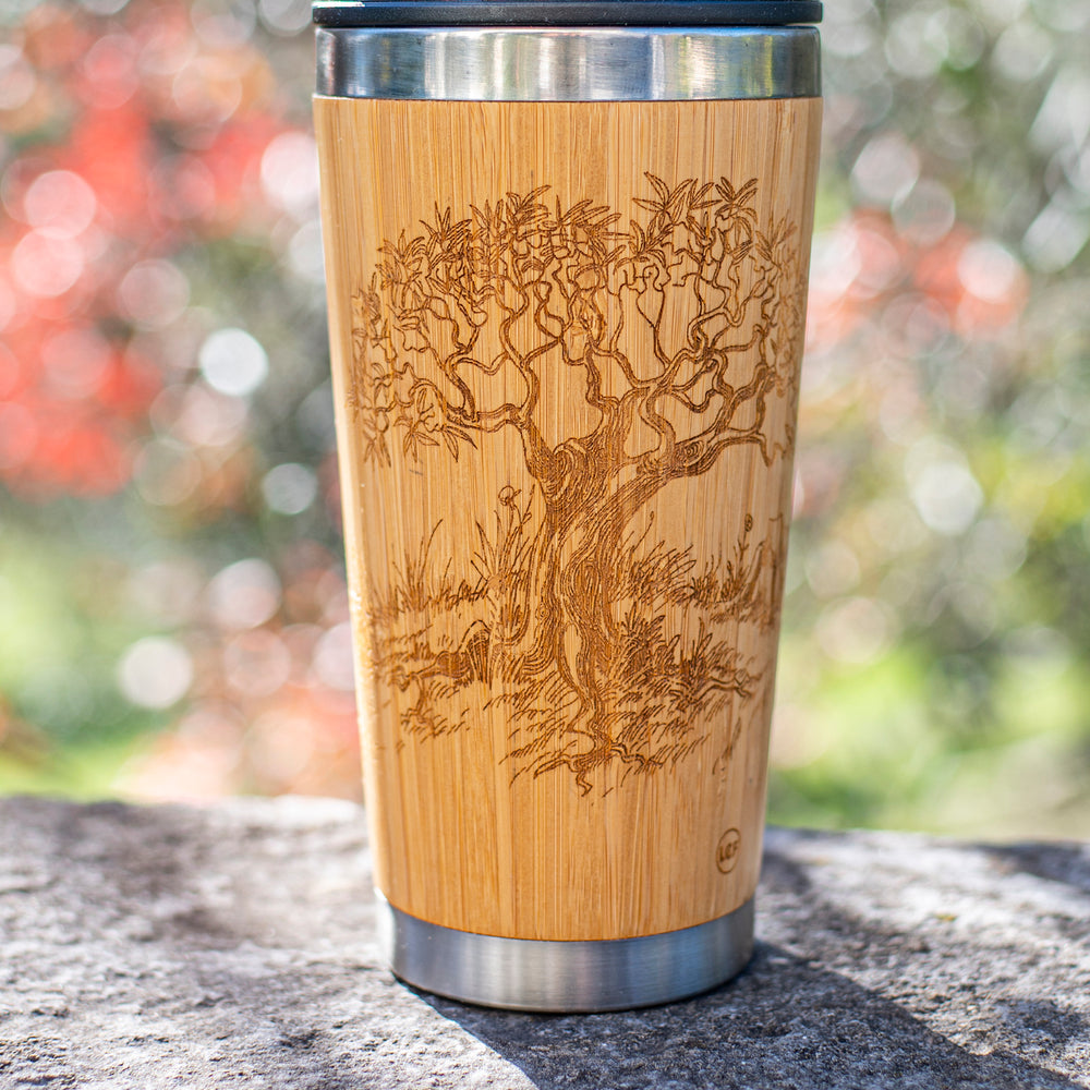 OLIVE TREE Wood Travel Mug Custom Engraved Tumbler Olivier