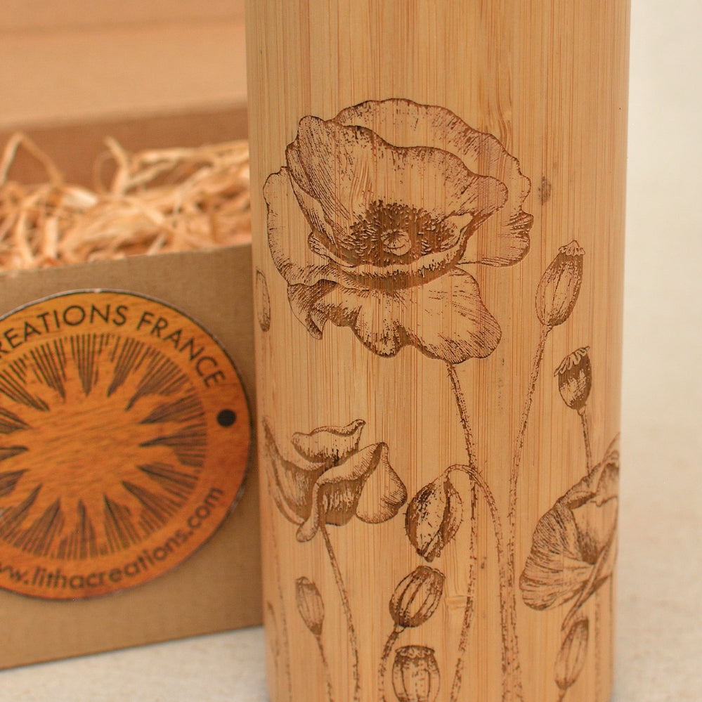 POPPY ROW Wood Thermos Vacuum Flask - litha-creations-france