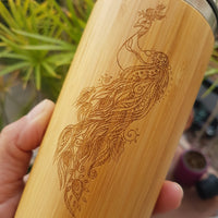 PEACOCK Wood Travel Mug Custom Engraved Tumbler