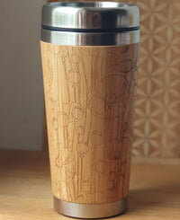 POPPY FIELD Wood Travel Mug Custom Engraved Tumbler Nature