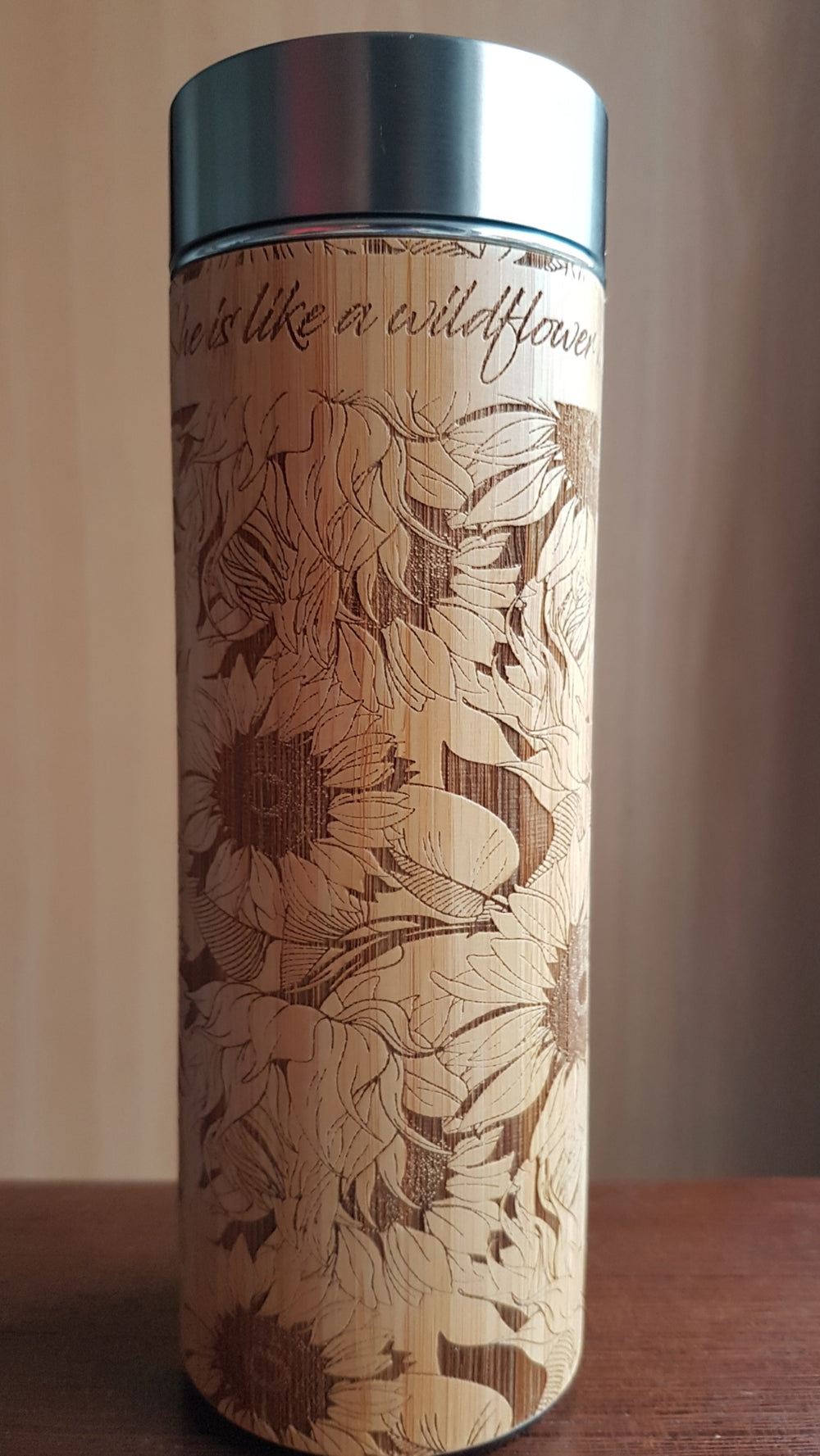 PROVENCE SUNFLOWERS Wood Thermos Vacuum Flask - litha-creations-france