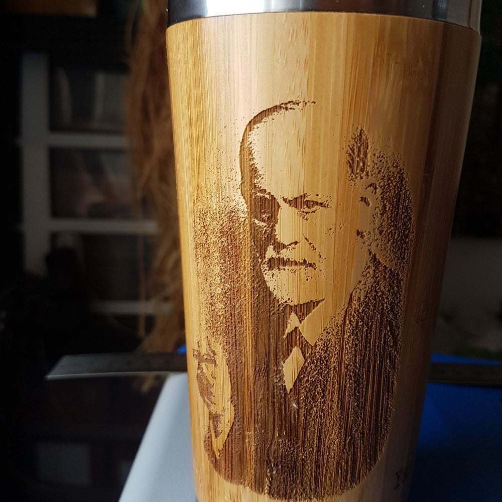 YOUR IMAGE on ONE SIDE Custom Engraved of Wood Travel Mug Wooden Tumbler - litha-creations-france