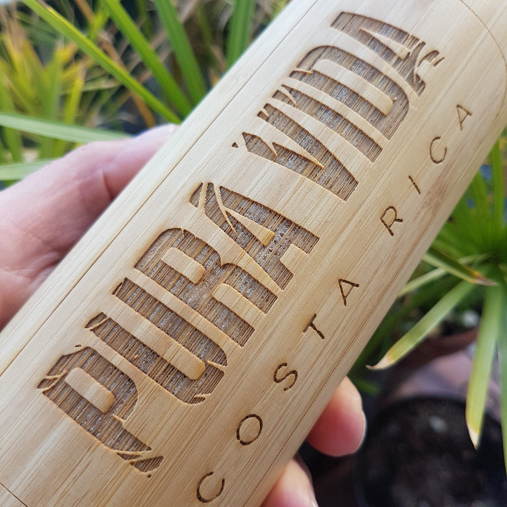 Custom IMAGE or TEXT on ONE SIDE of the Bamboo Wood Thermos