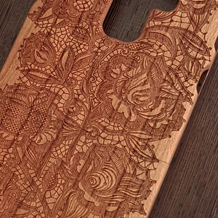 ROSE LACE Wood Phone Case Abstract Floral