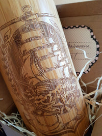 SAILING IN THE MOONLIGHT Wood Travel Mug Custom Engraved Tumbler Nature