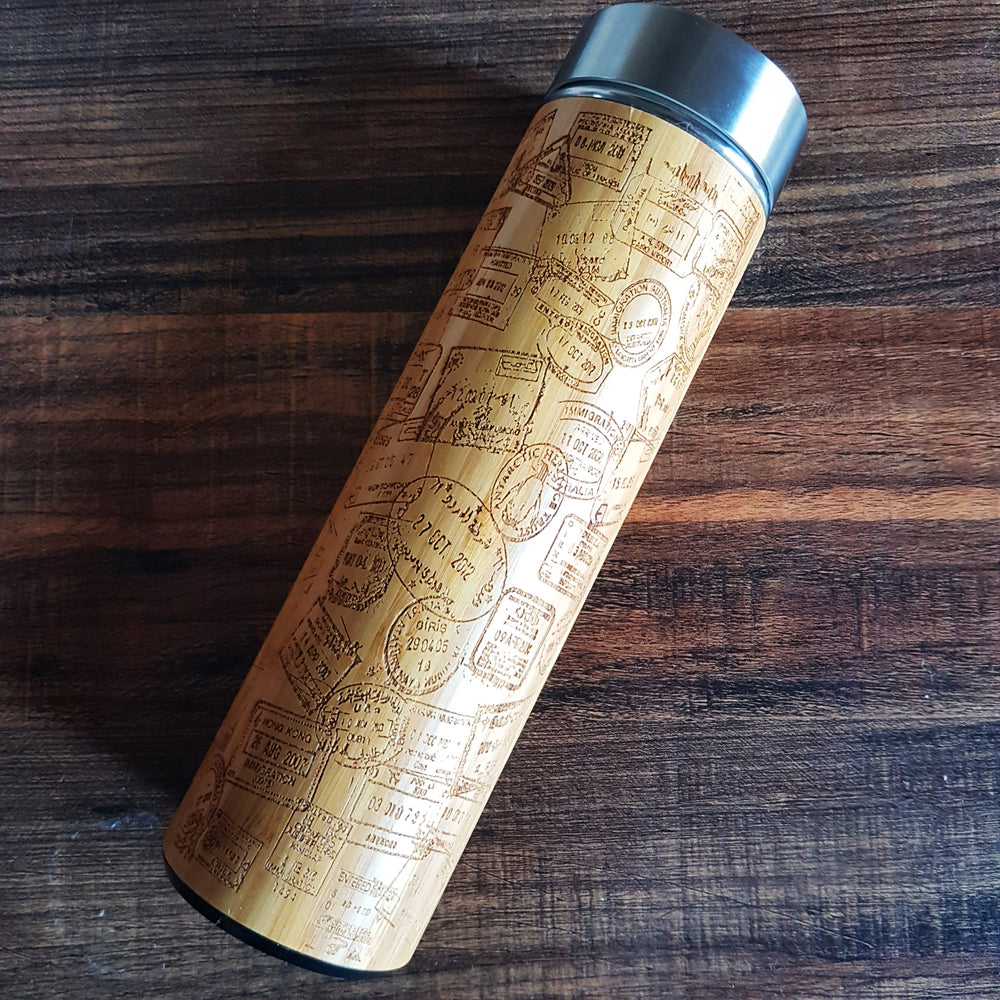 TRAVEL Wood Thermos Insulated Water Bottle