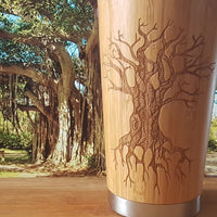 TREE OF KNOWLEDGE Engraved Wood Travel Mug Tumbler - litha-creations-france